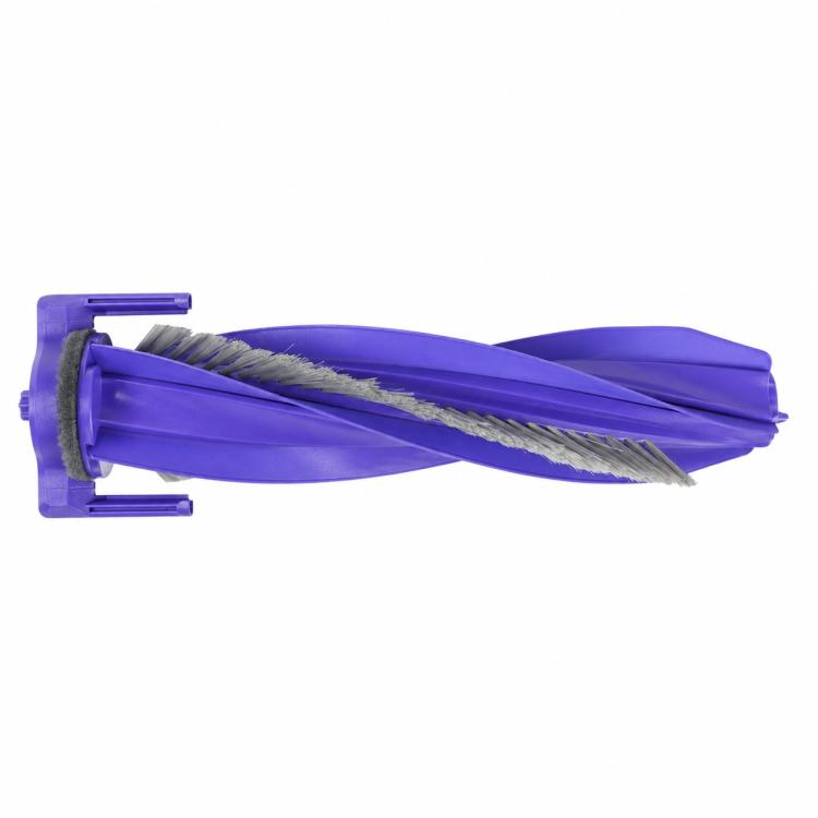 Purple main brush roller with gray bristle strip and end caps