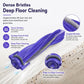 Purple angled main brush roller with dense gray bristles