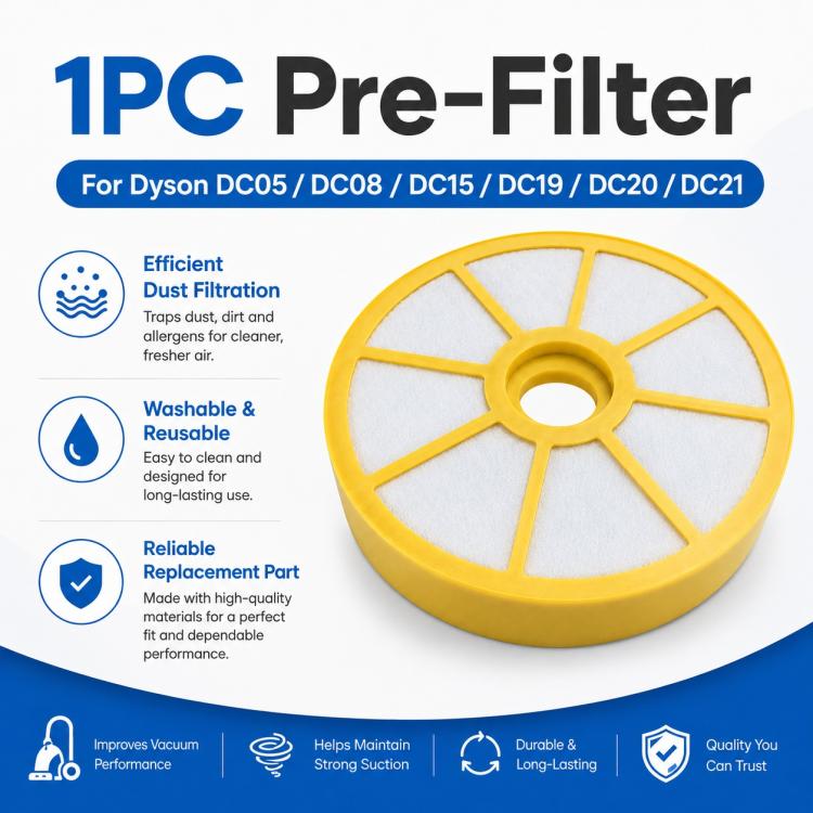 Yellow circular pre-filter replacement with white filter media