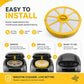 Yellow circular vacuum pre-filter for easy replacement