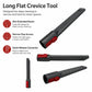 Long flat crevice tool, dark gray body with red latch and narrow cleaning opening.