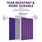 Purple yoga mat concept showing anti-slip layers and tear-resistant build for durability