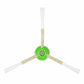 Three-arm side brush with green center hub and white bristles