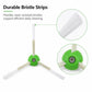 Three-arm side brush with green hub and flexible white bristle strips
