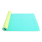 Lake green fitness training mat with textured surface and non-slip finish, rolled up.