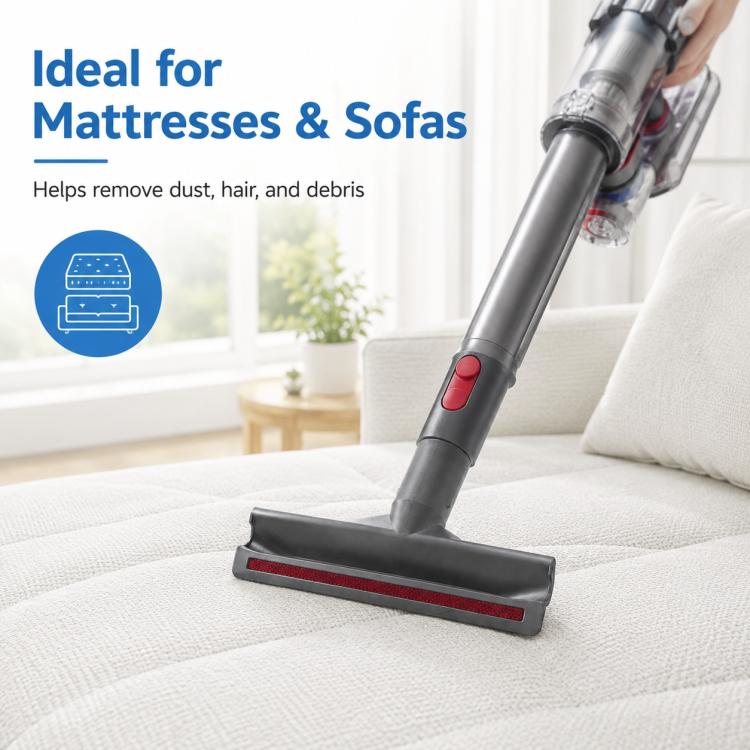 Wide flat mattress brush head cleaning sofa cushion with red bristle strip