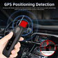 Handheld signal detector with red top in car, used for GPS positioning detection