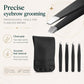 Precise eyebrow grooming kit: black PU pouch with four metal tweezers