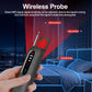 Handheld wireless probe detector with red sensor cap and antenna, shown in hand