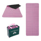 Foldable travel yoga mat in mauve with dark fold-over cover