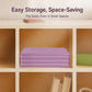 Foldable thick yoga mat pad, neatly stacked in lavender/purple