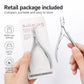 Solingen cuticle nipper shown with blister package and hand gripping handle