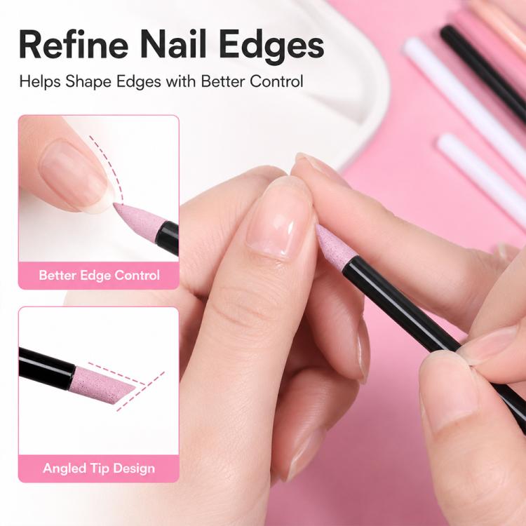 2pcs/Pack Angled Quartz Nail Pen Nail Surface Polishing Tool