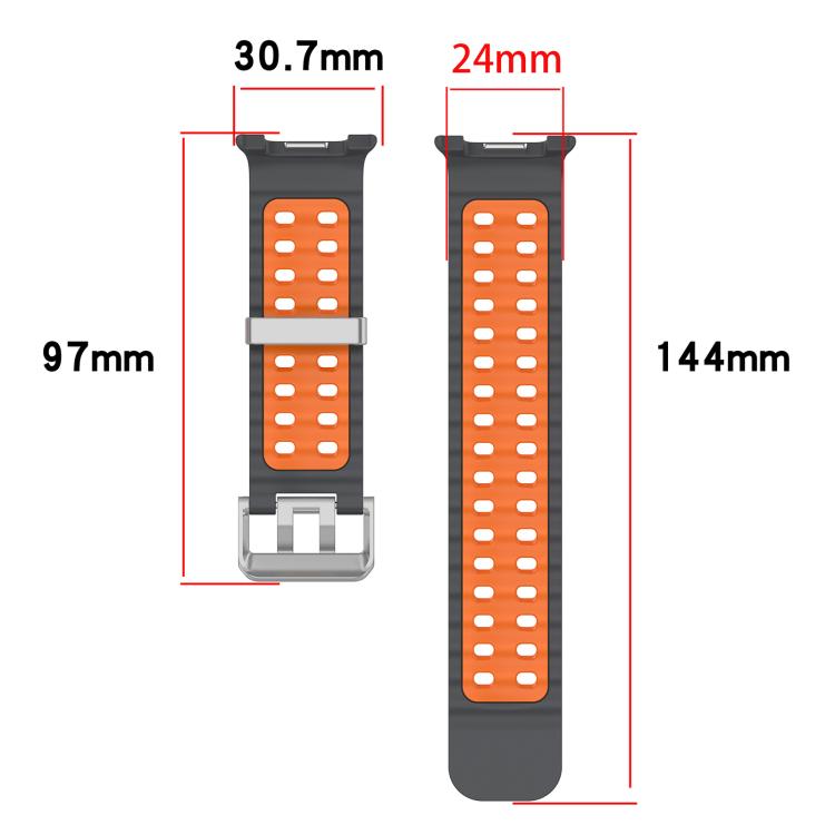 Ocean Two Color Dual-Row Hole Silver Buckle Silicone Watch Band, For Galaxy Watch9 / 8 / 8 Classic