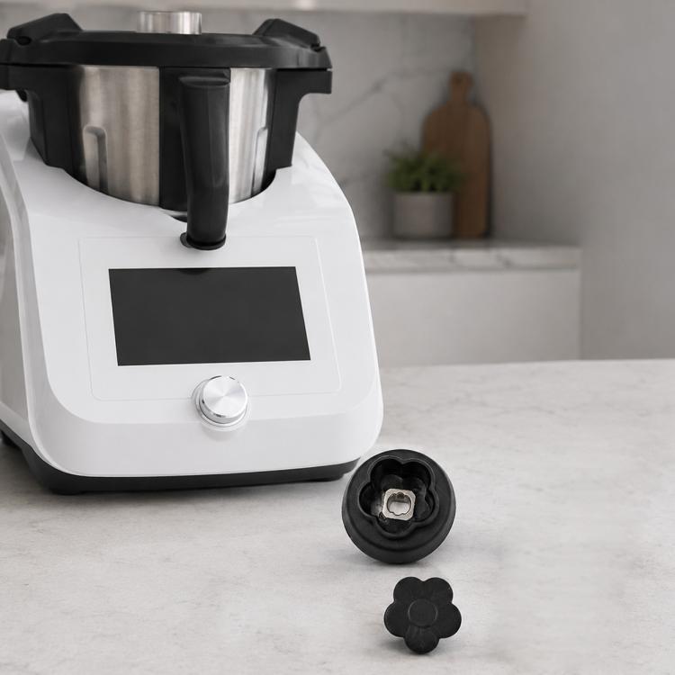 Food processor blade motor coupling replacement part set, black plastic with metal socket