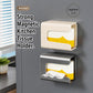 Milky white and gun metal magnetic kitchen tissue holders, open slots for dispensing