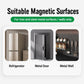 Graphic of magnetic tissue holder compatibility for refrigerator, metal door, metal wall