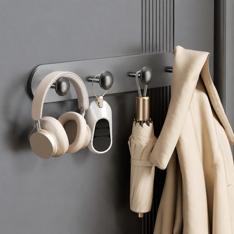 Multifunctional Magnetic Storage Hook Rack Wall Mounted No Drilling Hook Rail, 4 Hooks, 5 Hooks, 6 Hooks