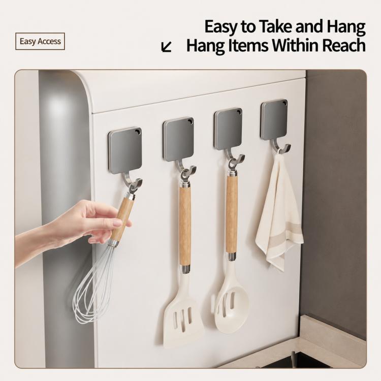 Wall Mounted No Drilling Magnetic Square Metal Hook, Single Pack, 5pcs Pack, 10pcs Pack