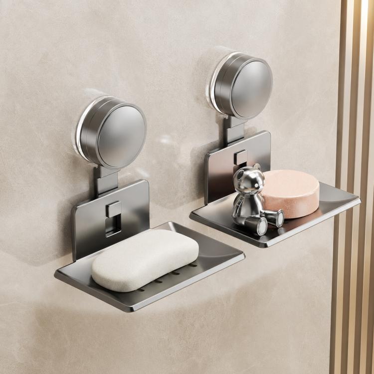 No Drilling Wall Mounted Suction Cup Soap Holder Drainable Metal Storage Tray, Single Pack, 2pcs Pack, 3pcs Pack