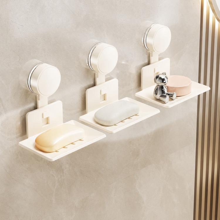 No Drilling Wall Mounted Suction Cup Soap Holder Drainable Metal Storage Tray, Single Pack, 2pcs Pack, 3pcs Pack