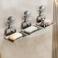 No Drilling Wall Mounted Suction Cup Soap Holder Drainable Metal Storage Tray, Single Pack, 2pcs Pack, 3pcs Pack