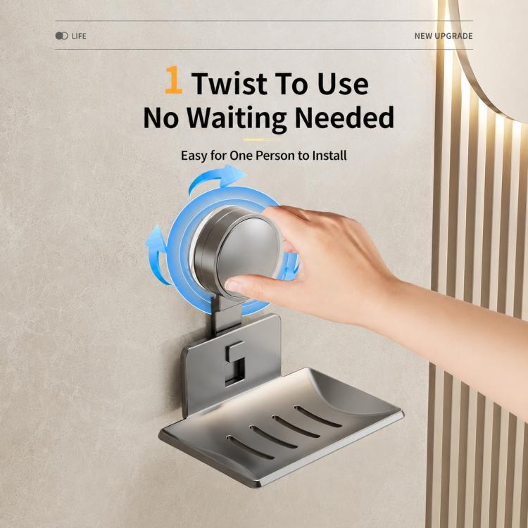 No Drilling Wall Mounted Suction Cup Soap Holder Drainable Metal Storage Tray, Single Pack, 2pcs Pack, 3pcs Pack