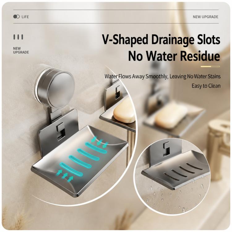 No Drilling Wall Mounted Suction Cup Soap Holder Drainable Metal Storage Tray, Single Pack, 2pcs Pack, 3pcs Pack
