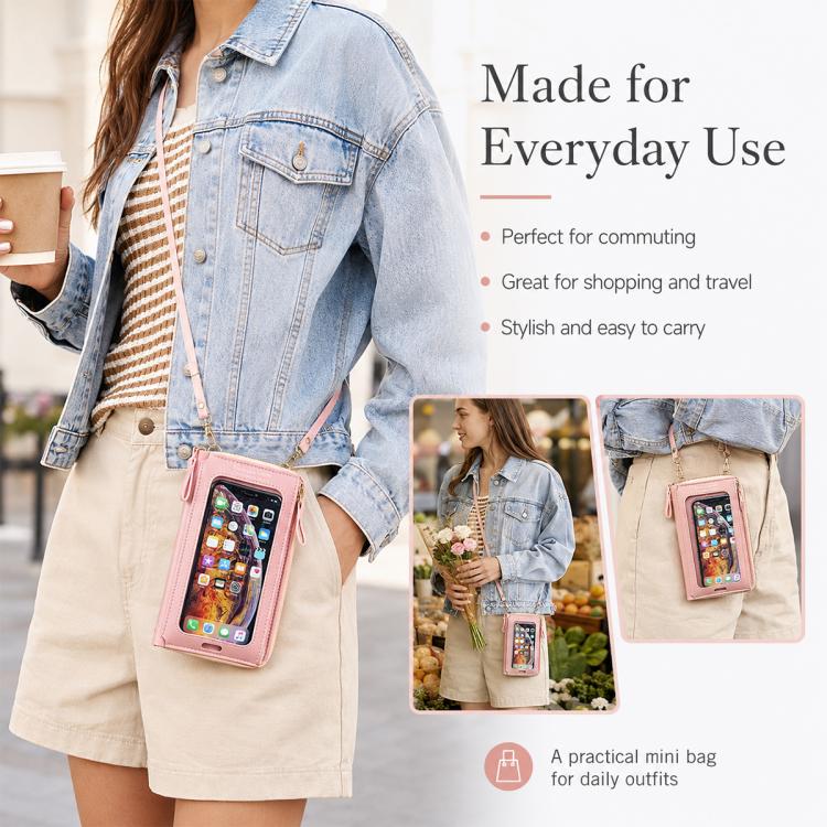 Female Touch Screen Phone Bag Multifunctional Crossbody Zipper Pouch