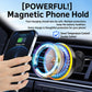 Car magnetic wireless charger holding a smartphone with cooling airflow ring