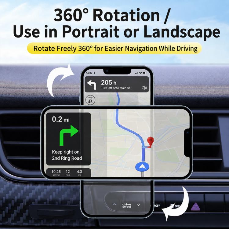 Car wireless charger holder with 360° rotating phone mount
