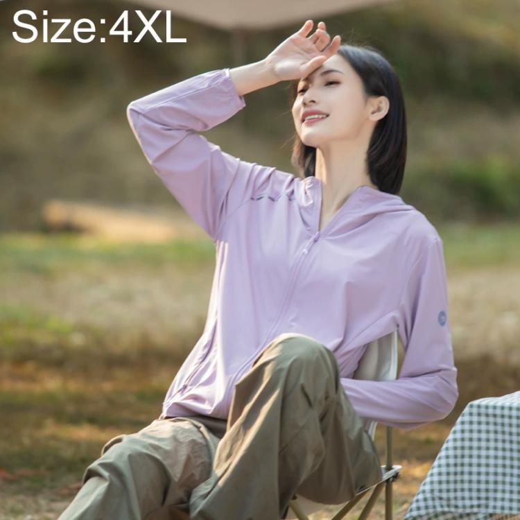 Lavender women's zip-front sun protection jacket with long sleeves and front pockets