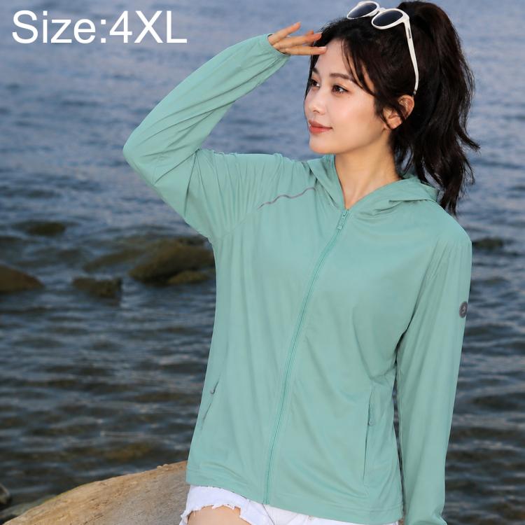 Teal green women's zip-front sun protection jacket with long sleeves and front pockets