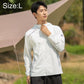 Men's lightweight sun protection coat, white, hooded full-zip, long sleeves (L)