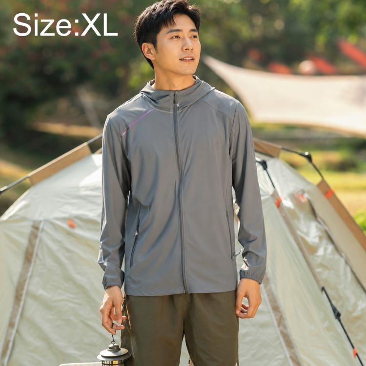 Men UPF50+ sun coat, dark gray, size XL, hooded full-zip lightweight jacket