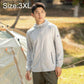 Men's lightweight sun protection coat, light gray, hooded full-zip, long sleeves (3XL)