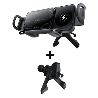 X01 2 In 1 Car Dual Coil 15W Wireless Charger Rotating Navigation Bracket, Bracket + Air Vent Base, Bracket + Dashboard Base, Bracket + Air Vent Base + Dashboard Base