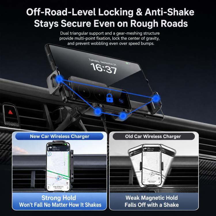 X06 Foldable Screen 15W Wireless Charger Rotating Navigation Bracket, Bat Bracket, Grey Bracket + Tripod, Black Bracket + Tripod, Black Bracket + Suction Cup, Only Black Bracket, Grey Bracket + Suction Cup, Only Grey Bracket
