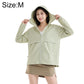 Lightweight sun protection coat with hood, light green, front zipper and side pockets