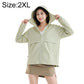 Sage green hooded sun protection coat with full-zip and crossover pocket panels