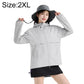UPF50+ cooling sun protection coat, light gray, zip-front hooded jacket with pockets