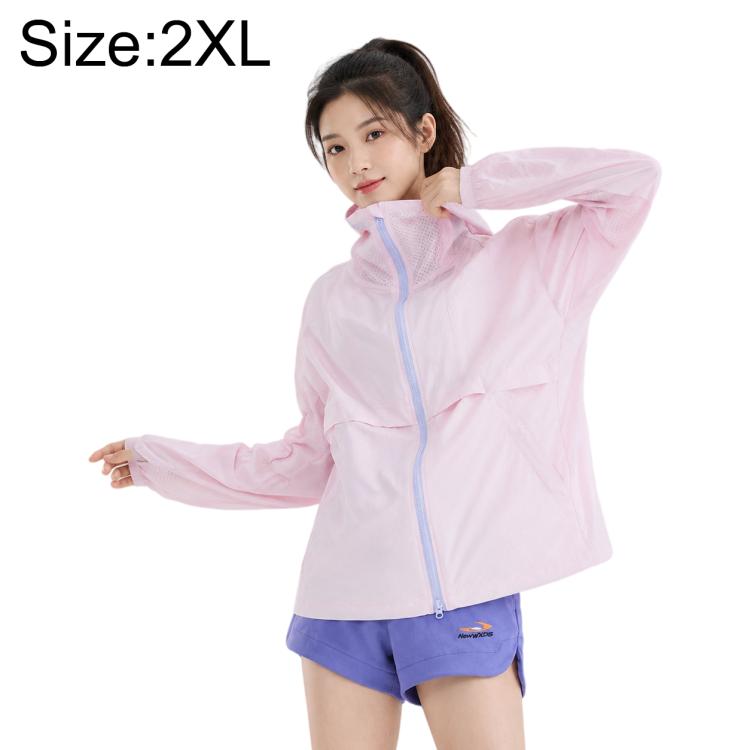 UPF50+ cooling sun protection coat, pale pink, zip-front hooded jacket with pockets