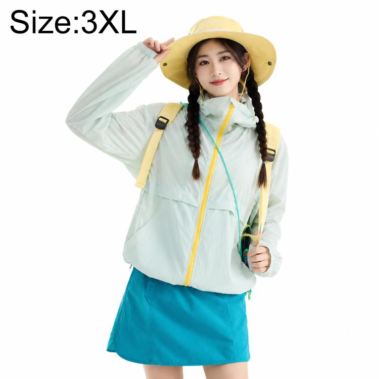 UPF50+ cooling sun protection coat, mint green, zip-front hooded jacket with pockets