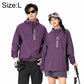 Purple hooded sun protection coat with adjustable neck and front zipper