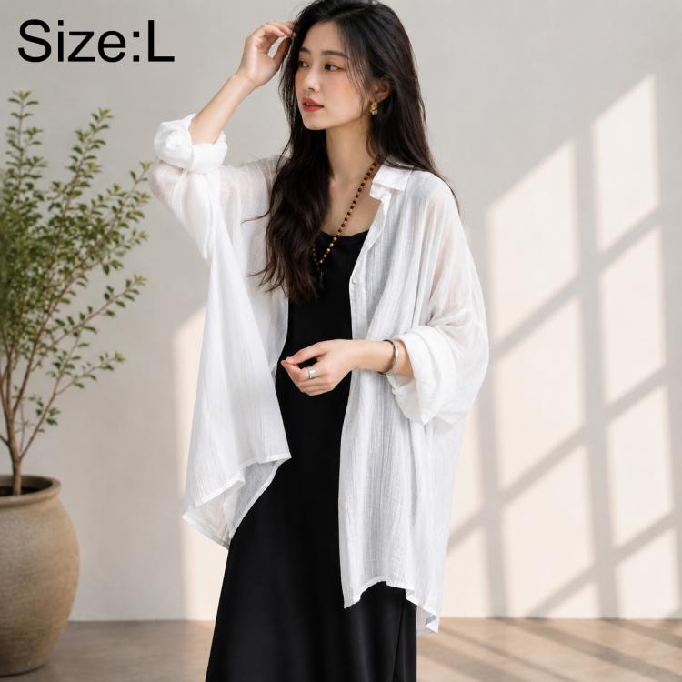 Lightweight Breathable Mid-Length Sun Protection Women Blouse, L, XL
