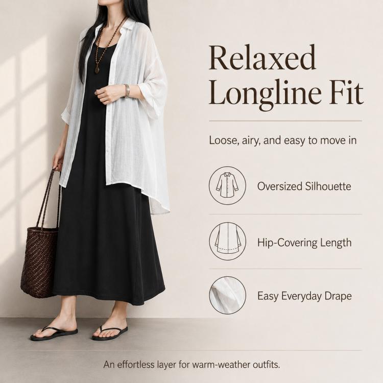 Lightweight Breathable Mid-Length Sun Protection Women Blouse, L, XL
