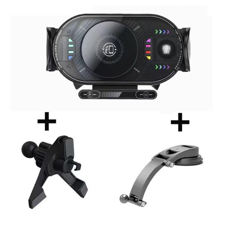A3 15W Car Electric Wireless Fast Charging Rotating Bracket, A3 Bracket + Air Vent Base, A3 Bracket + Suction cup, A3 Bracket + Dual Base