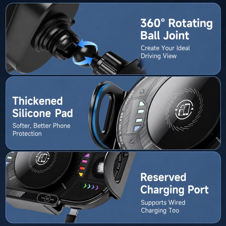 A3 15W Car Electric Wireless Fast Charging Rotating Bracket, A3 Bracket + Air Vent Base, A3 Bracket + Suction cup, A3 Bracket + Dual Base