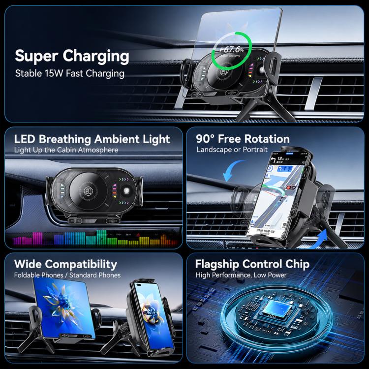 A3 15W Car Electric Wireless Fast Charging Rotating Bracket, A3 Bracket + Air Vent Base, A3 Bracket + Suction cup, A3 Bracket + Dual Base
