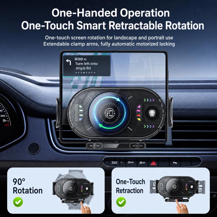 A3 15W Car Electric Wireless Fast Charging Rotating Bracket, A3 Bracket + Air Vent Base, A3 Bracket + Suction cup, A3 Bracket + Dual Base